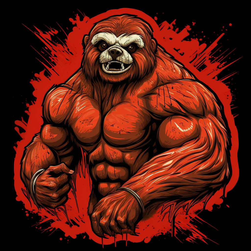 Cartoon Muscular Sloth T-Shirt Design