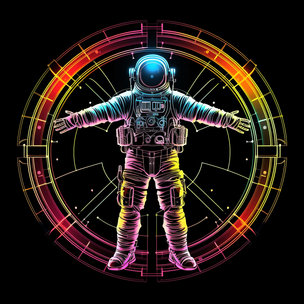 Cartoon NASA Astronaut in Vitruvian Man Style