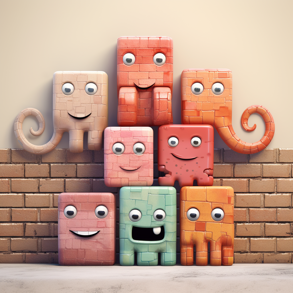 Colorful Brick Octopus Cartoon Characters