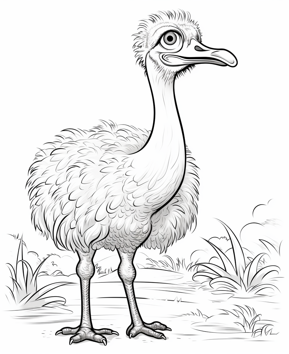 Cartoon ostrich coloring page