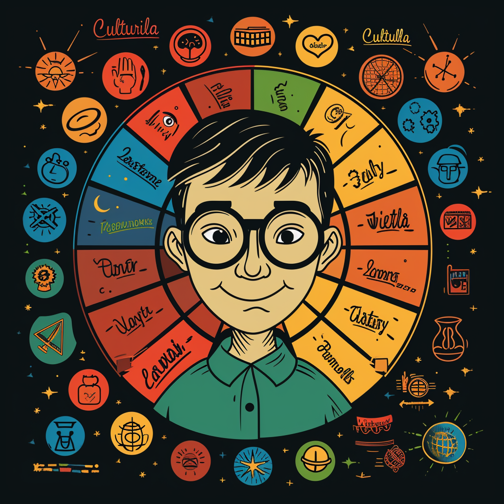 Cartoon Professor Trivia Wheel Logo