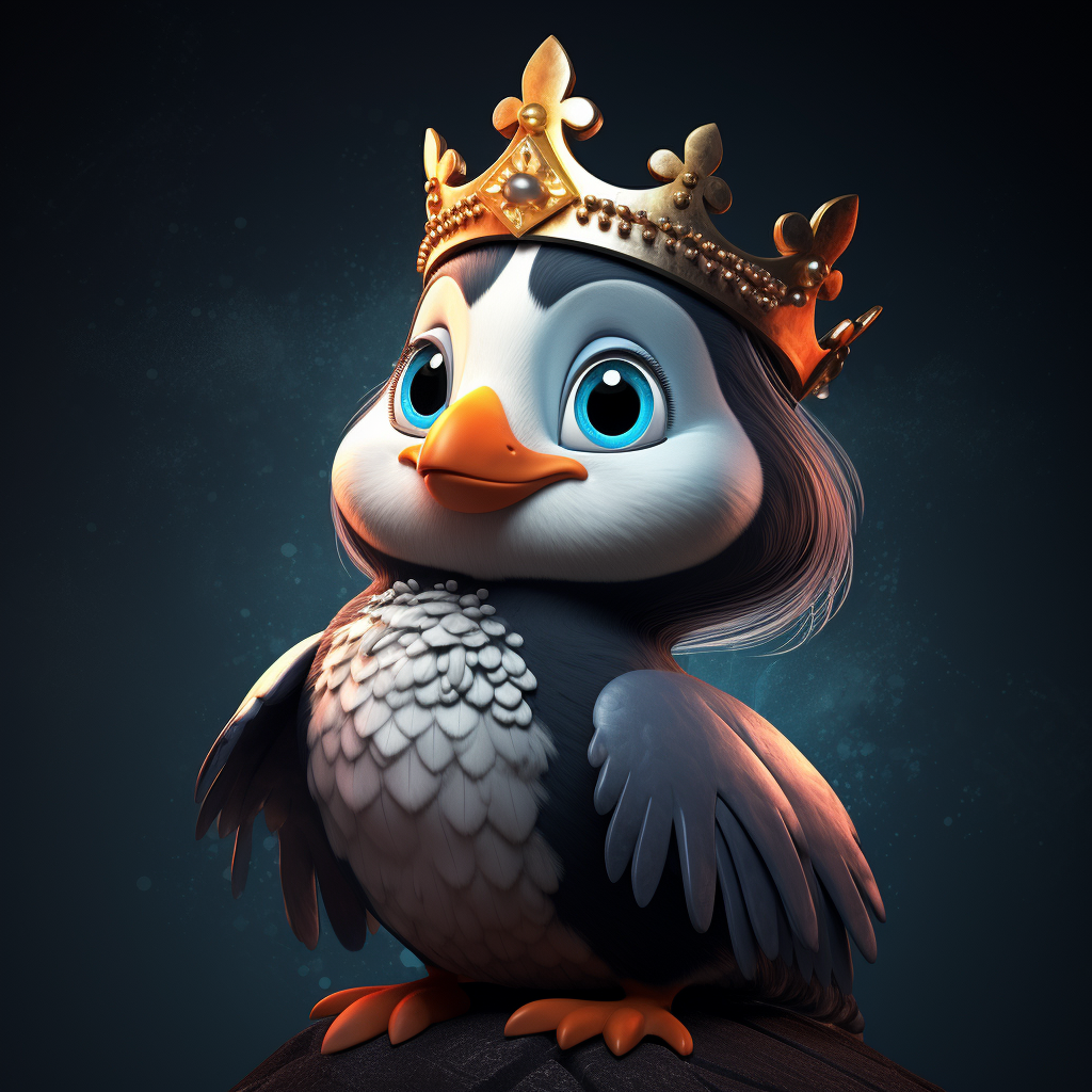 Cartoon Puffin Princess Illustration