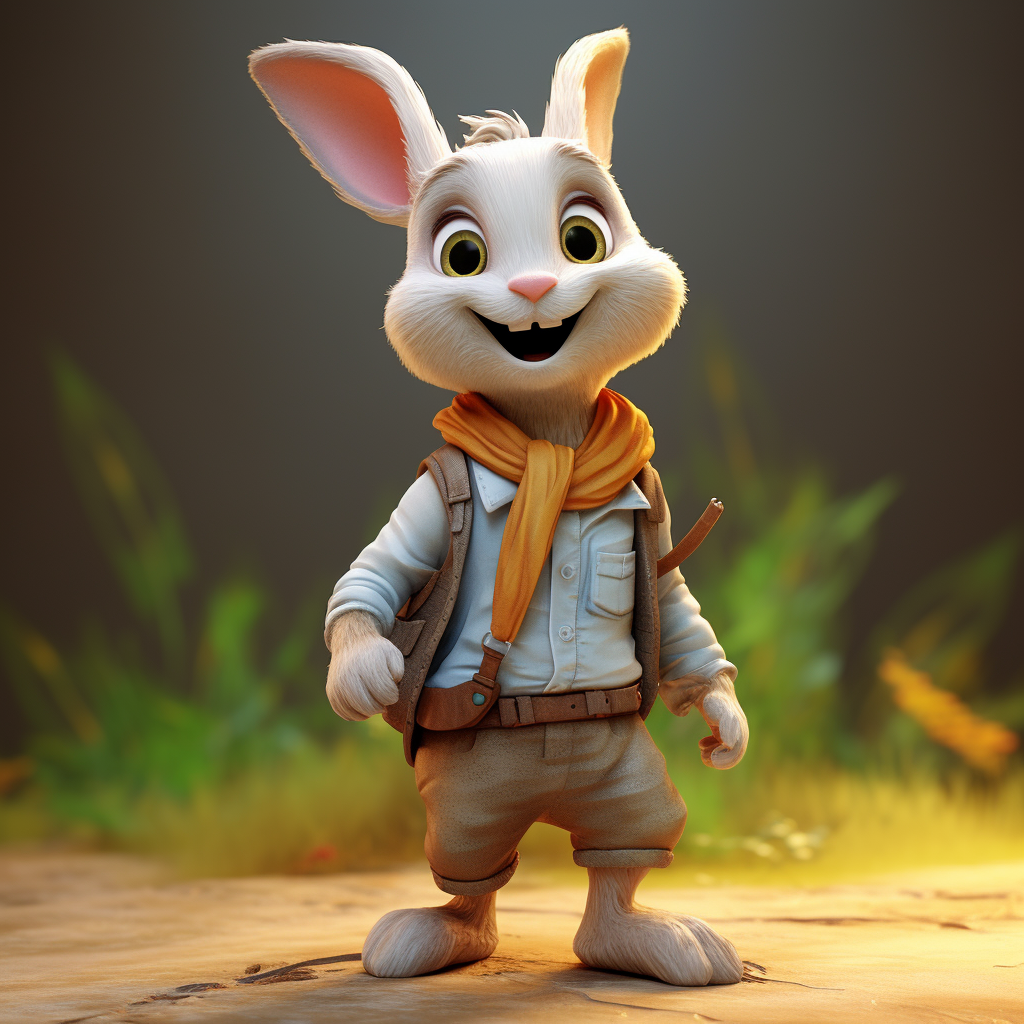 Cartoon rabbit with realistic light and shadow