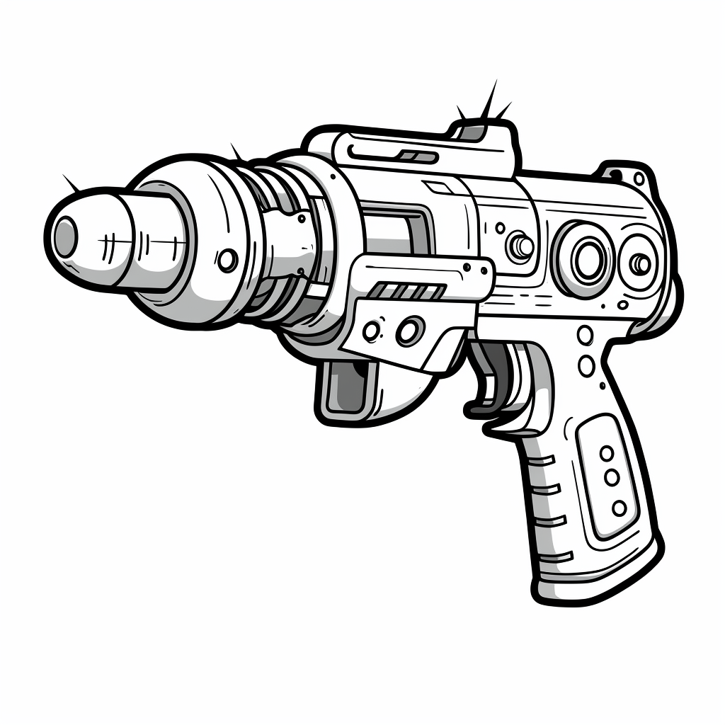 Cartoon Rounded Raygun Coloring Sheet