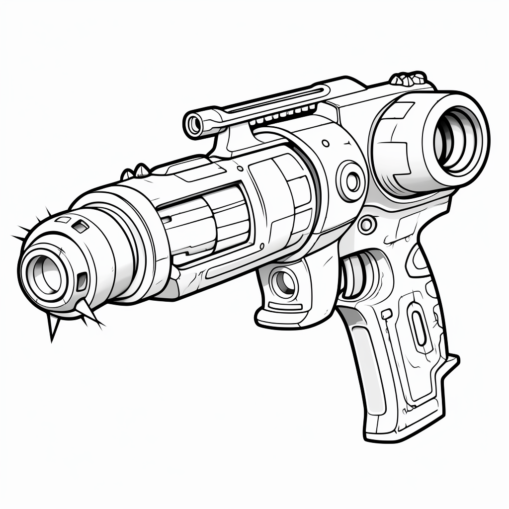 Cartoon Raygun Laser Coloring Sheet