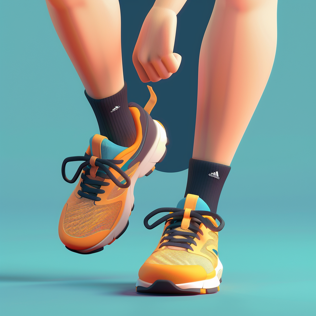 Cartoon runner putting on shoes