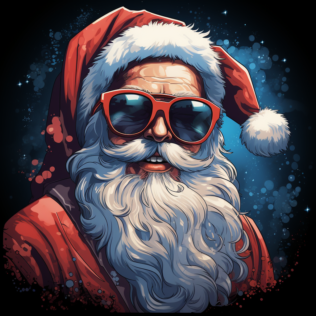 Cartoon Santa with Sunglasses