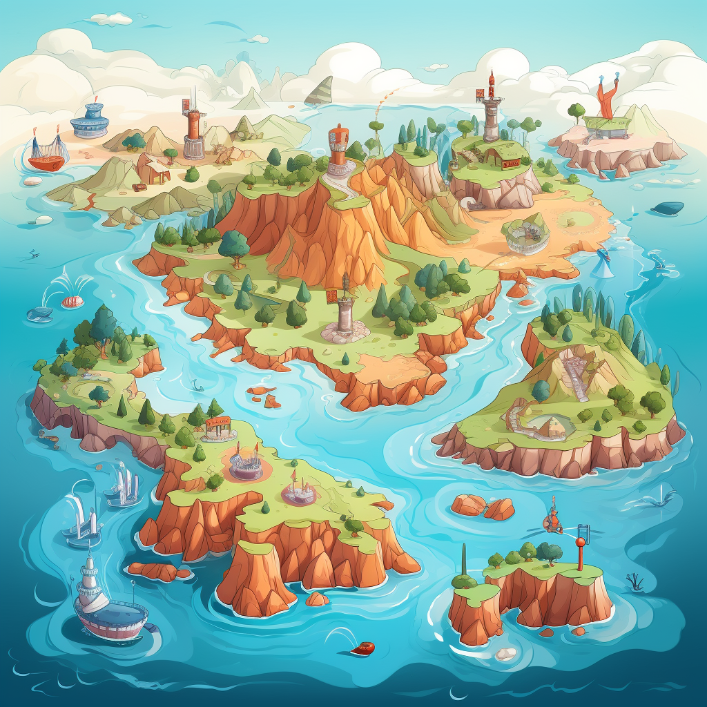 Fun cartoon sea map