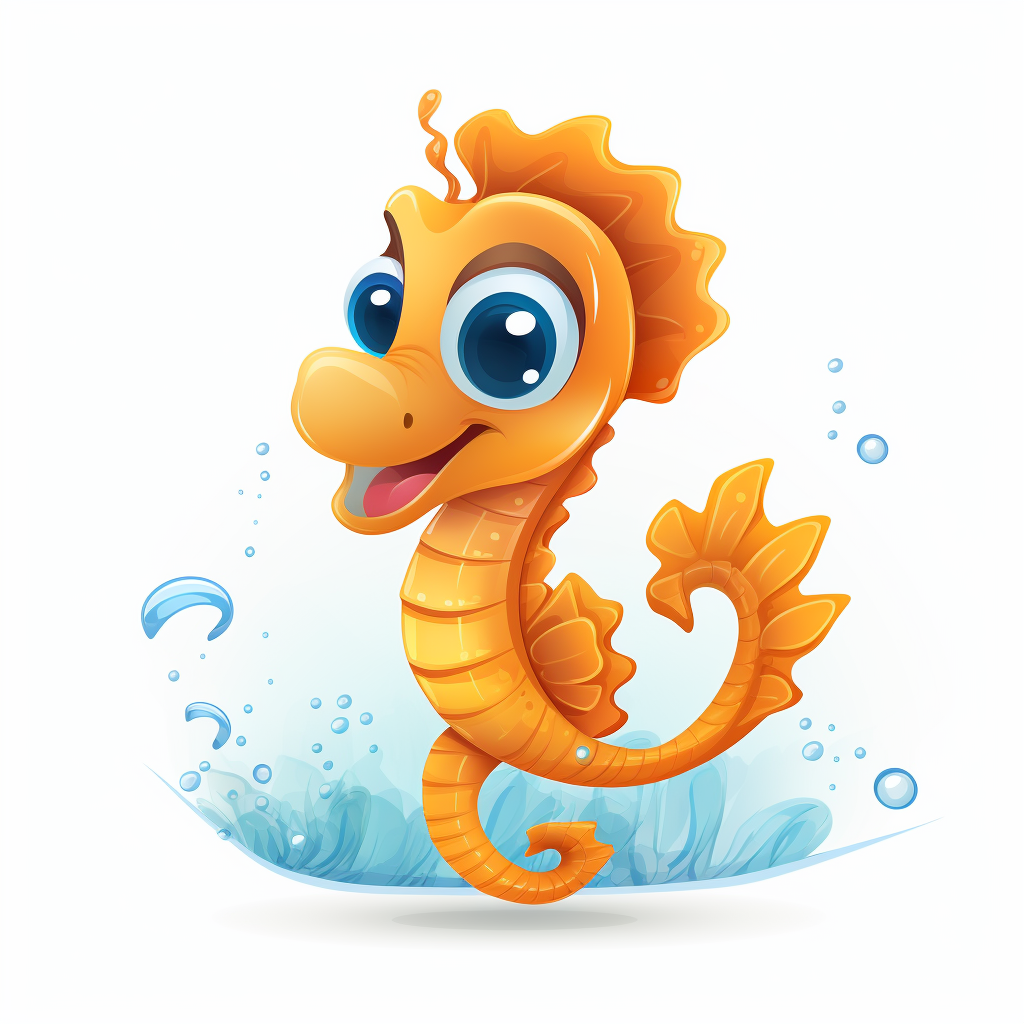 Cartoon Seahorse on White Background