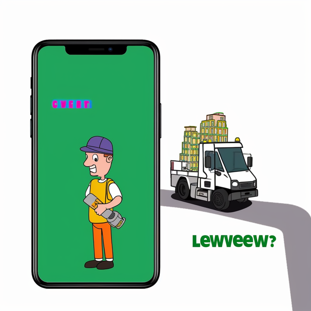 Cartoon sewer cleaner on phone map