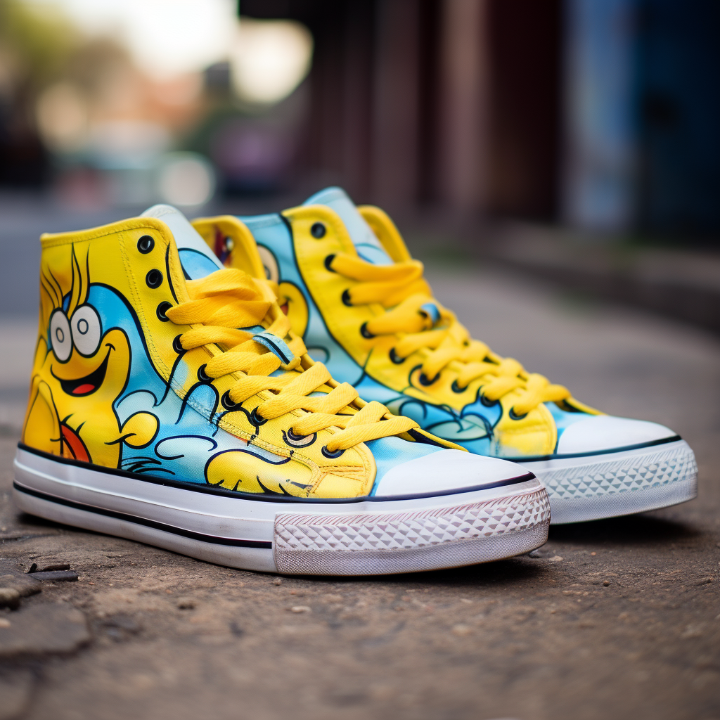 Cartoon sneakers with Tweety Bird painting