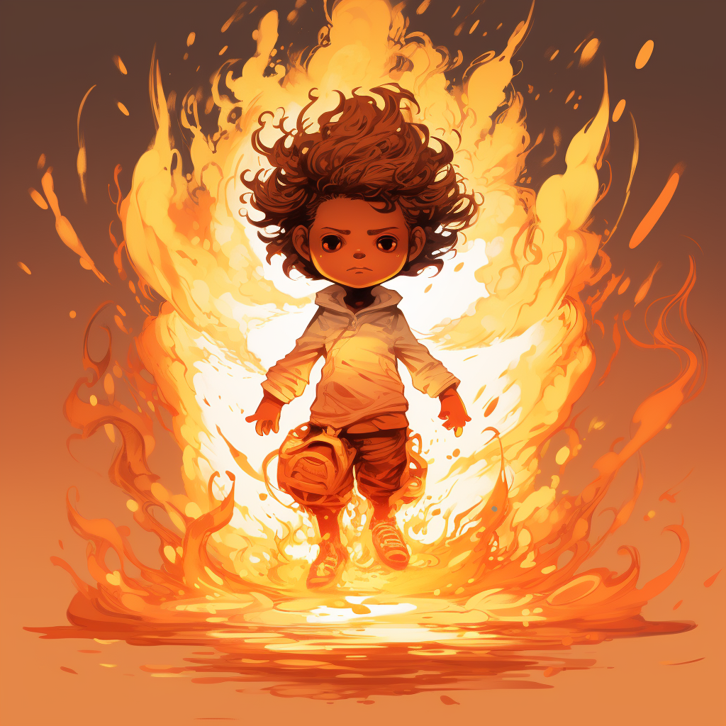 Cartoon angel on fire artwork