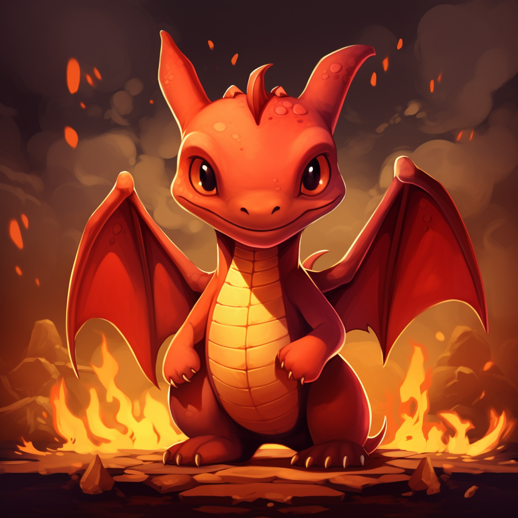 Captivating cartoon-style Charizard illustration