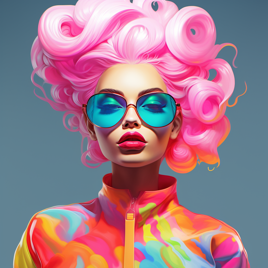 Fashion Barbie in Cartoon Style with Fluorescent Colors