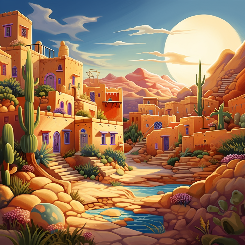 Cartoon Style Moroccan Paysage