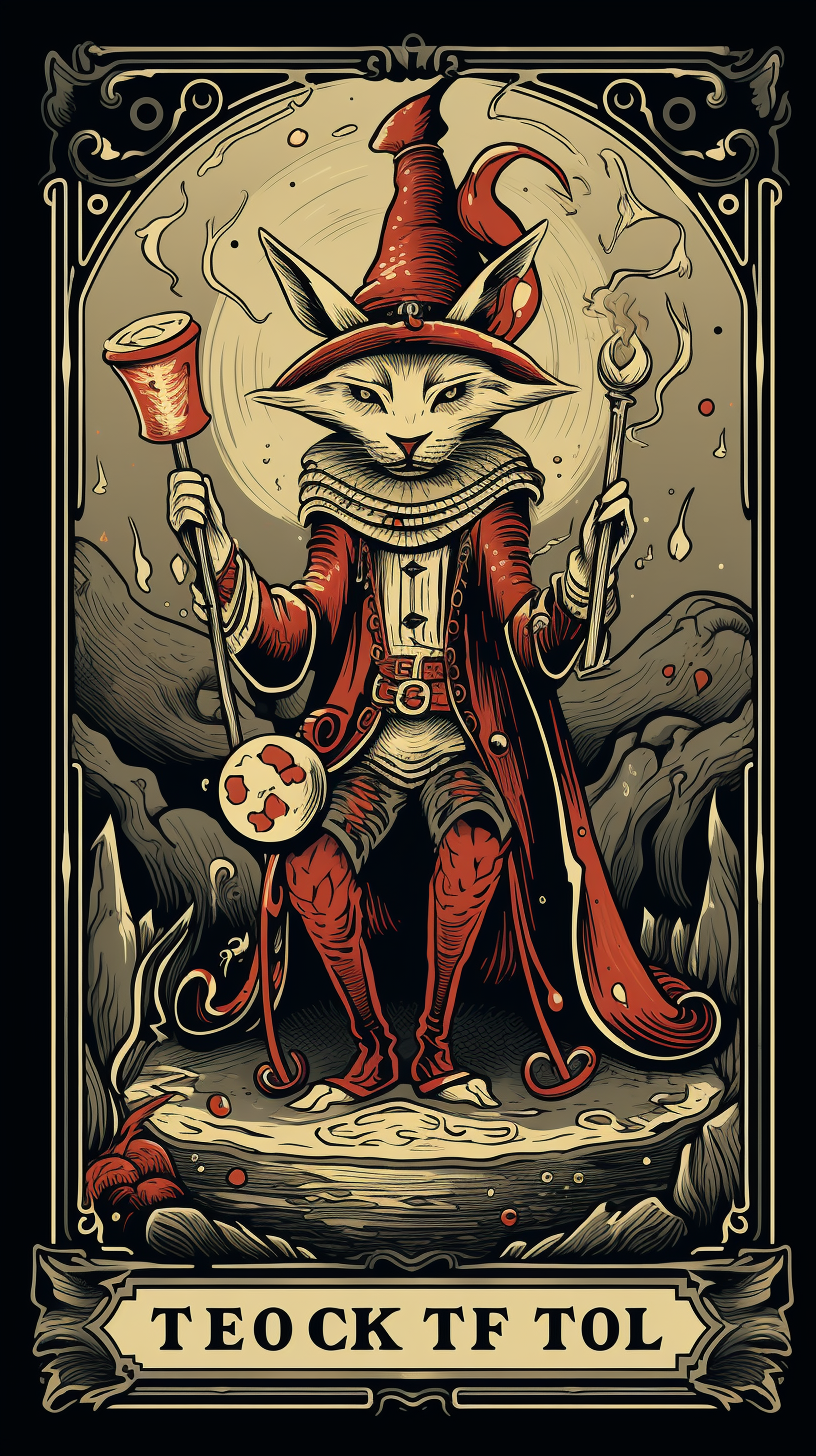 Cartoon stylized tarot card of The Fool