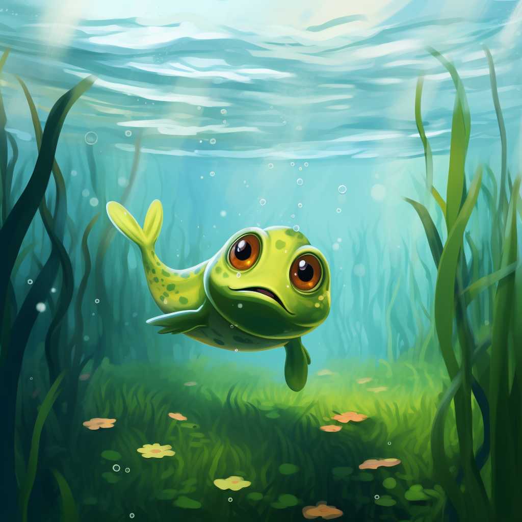 Cartoon Tadpole Swimming Pond