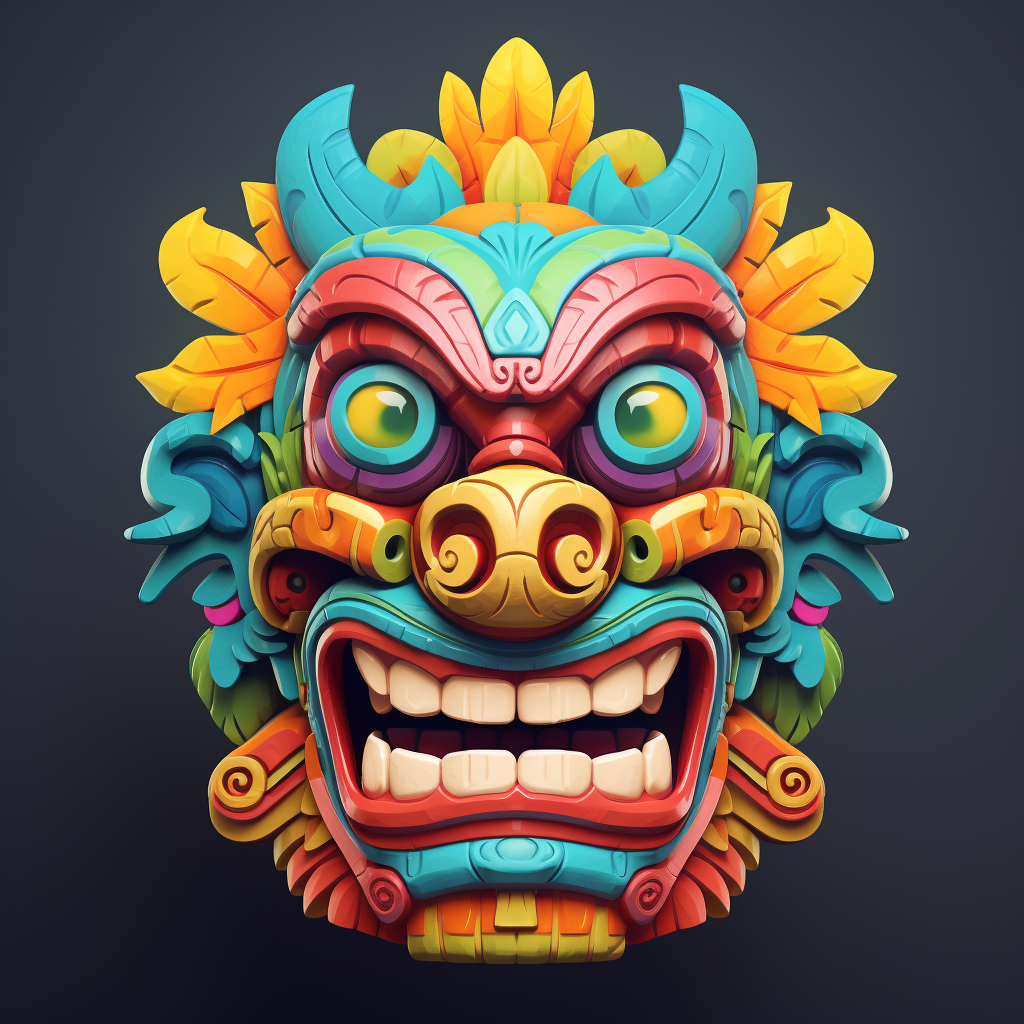 Colorful realistic cartoon tiki mask.