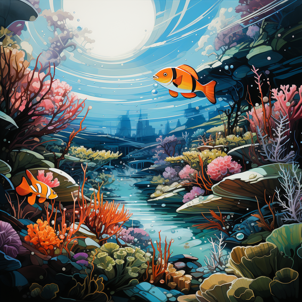 Colorful fish and coral in underwater scene