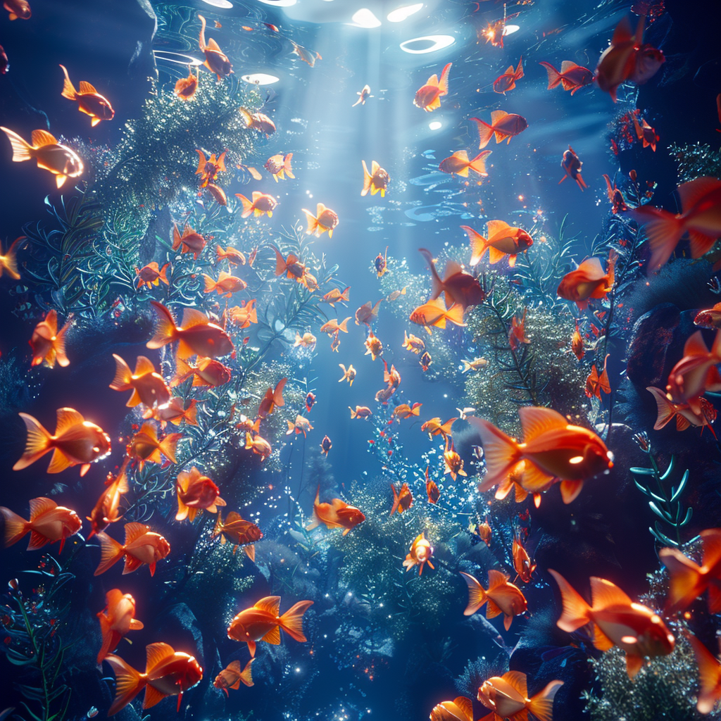 Beautiful cartoon underwater scene with fishes