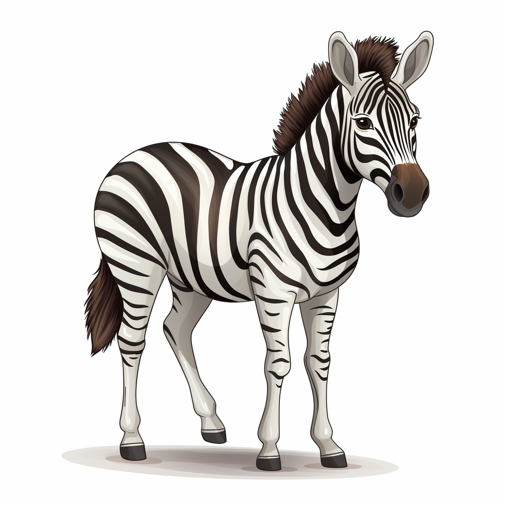 Cartoon zebra from behind on white background