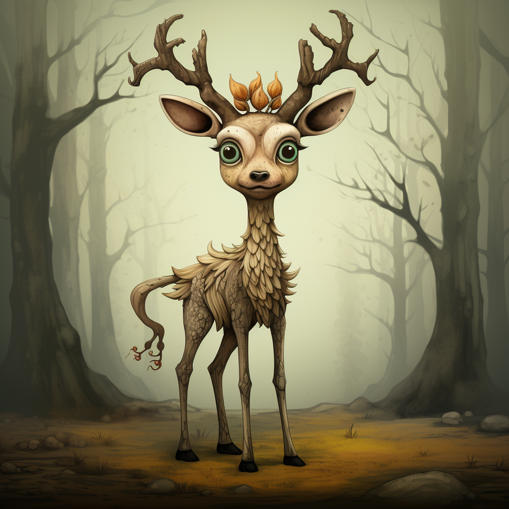 Cute anthropomorphic deer cartoon