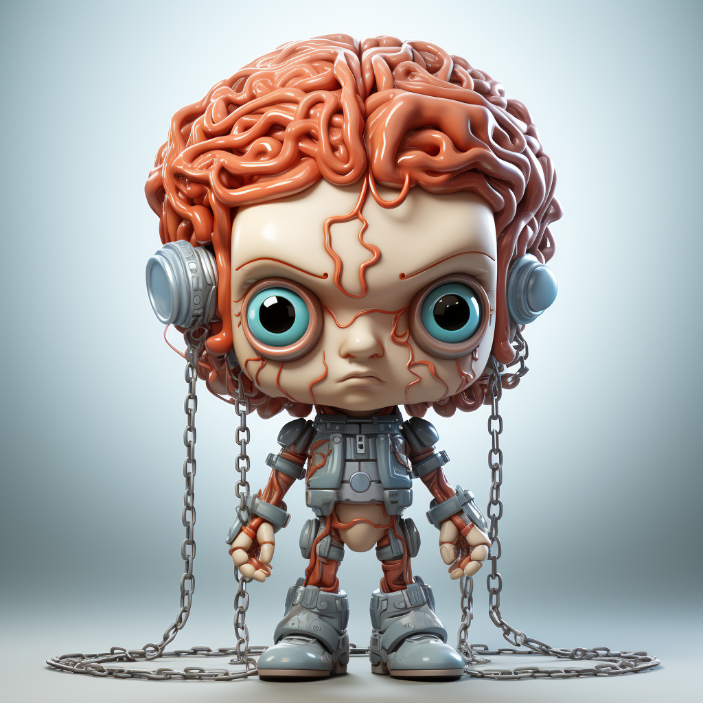 Cartoon brain with chain