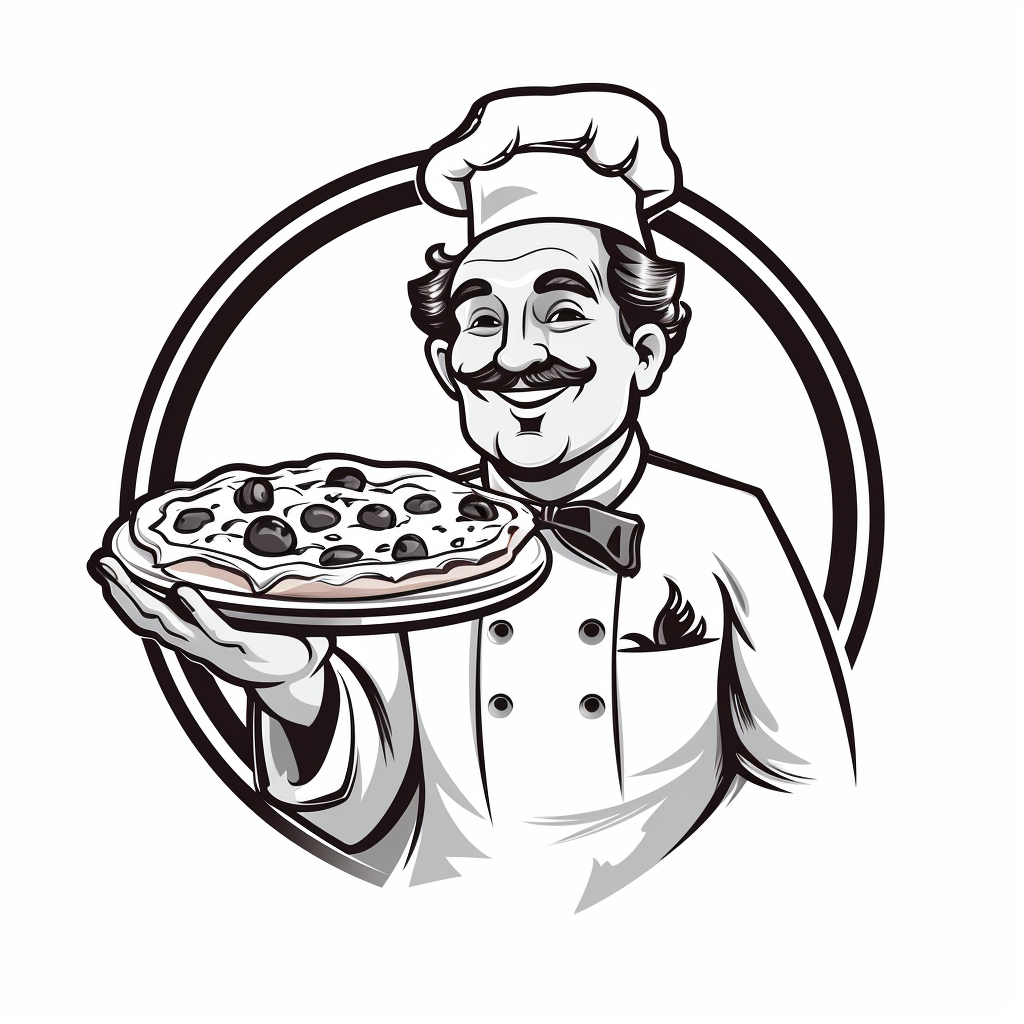 Fun Cartoon Chef Holding Pizza