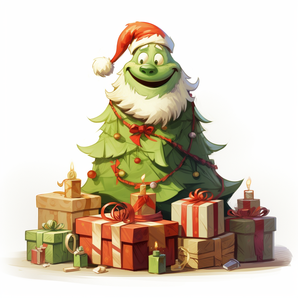 Colorful Cartoon Christmas Tree Character