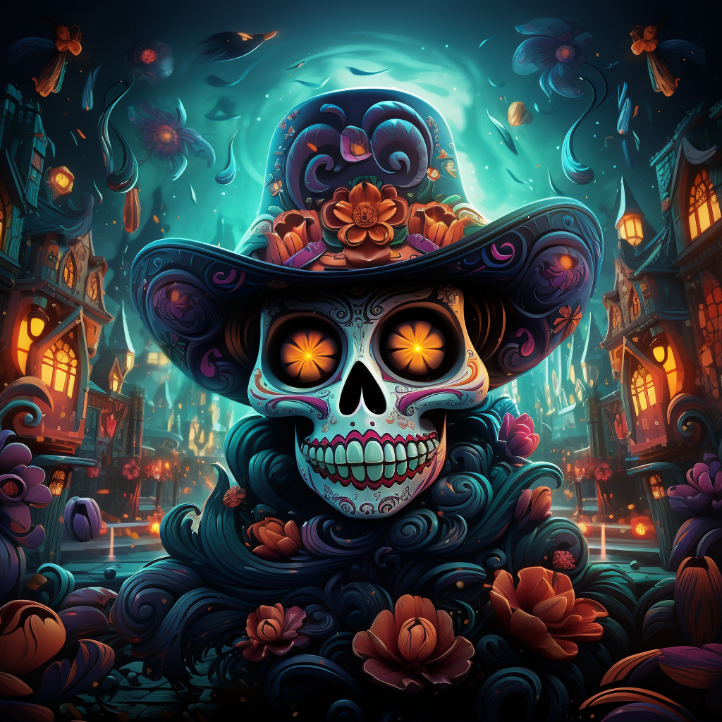 Cartoon Day of the Dead background without skull