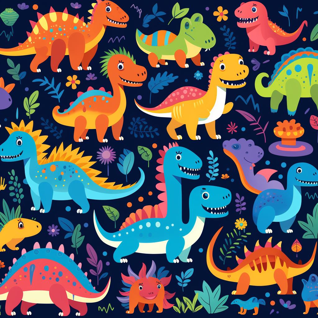 Colorful cartoon dinosaur pattern