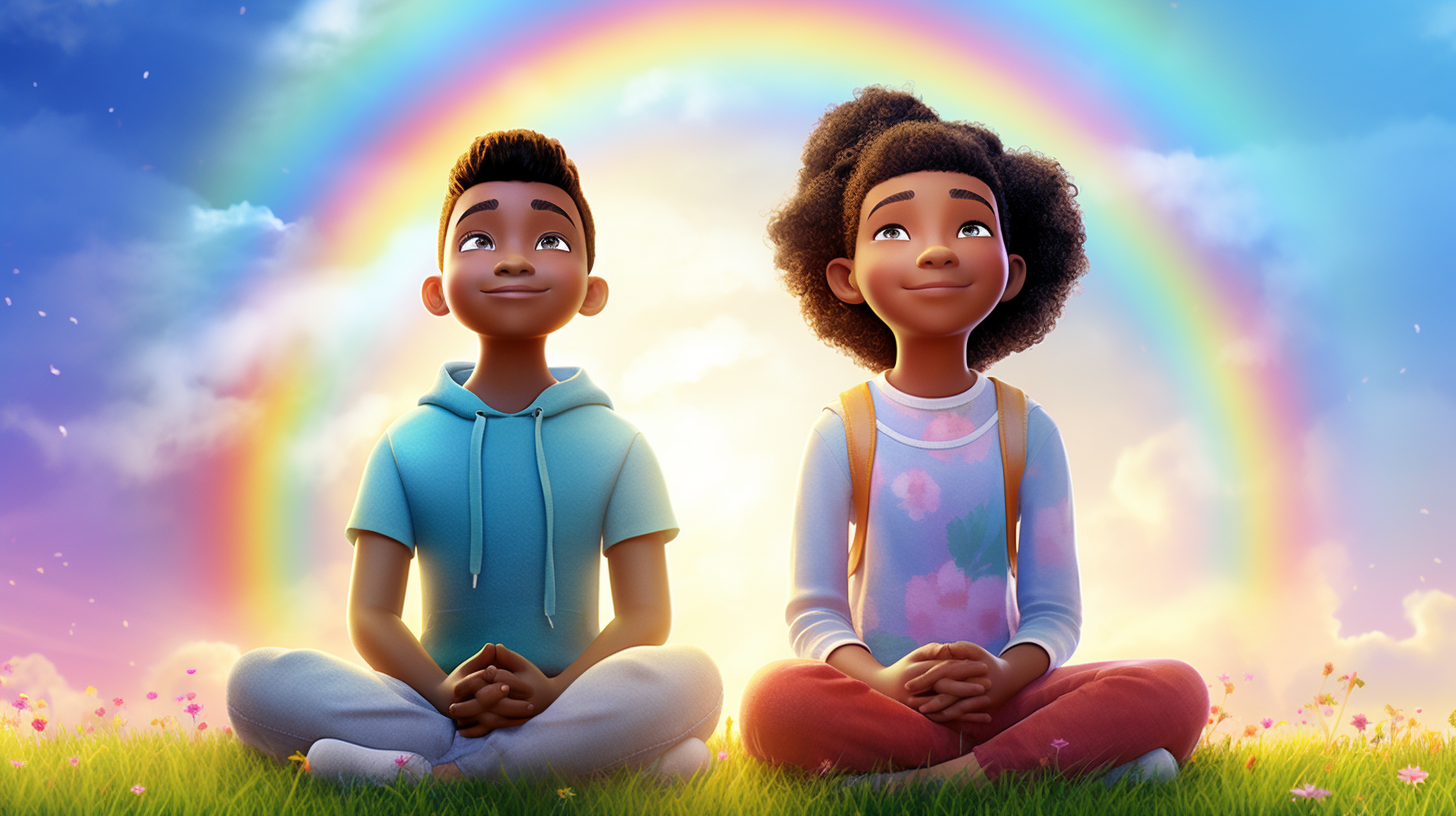 Two beautiful Disney kids meditating peacefully