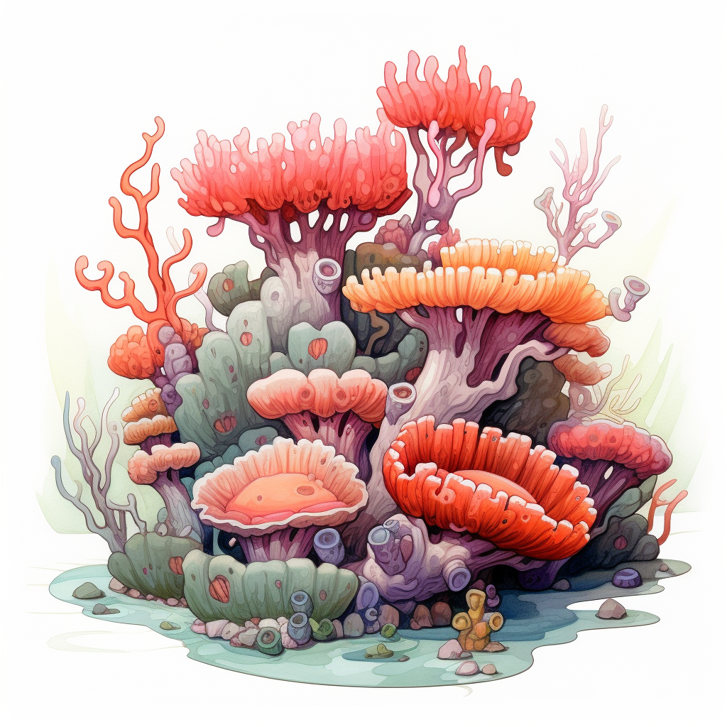 Colorful cartoon Euphyllia ancora coral