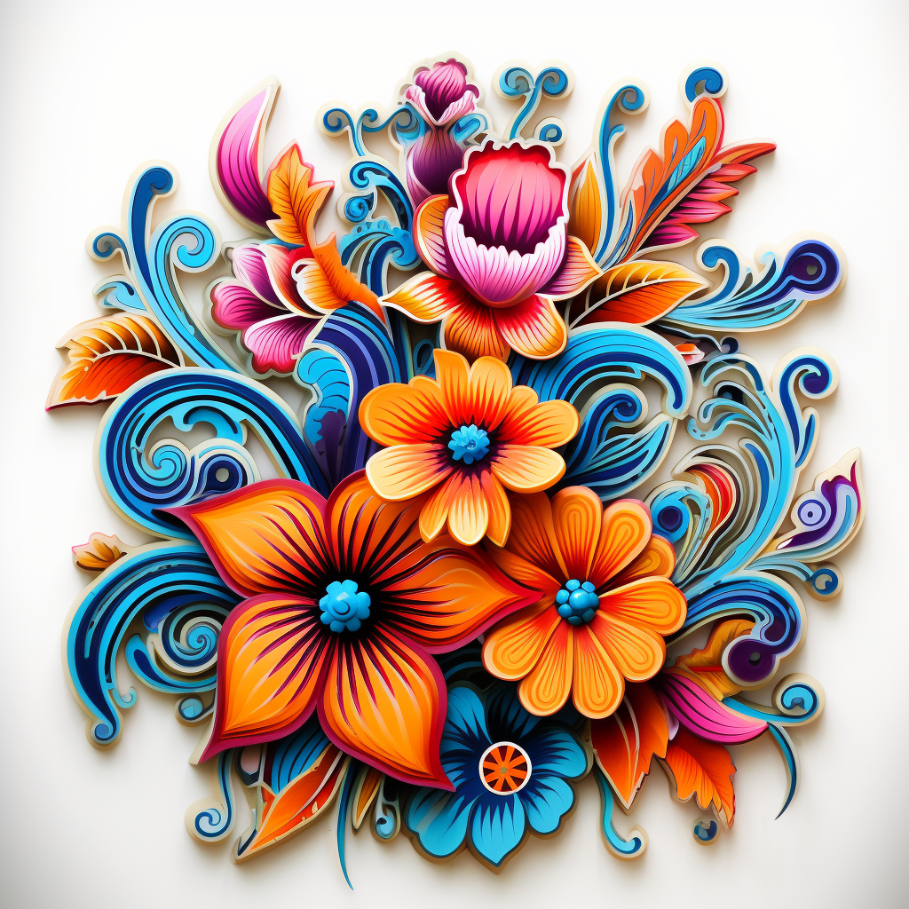 Hand-drawn 3D cartoon floral design