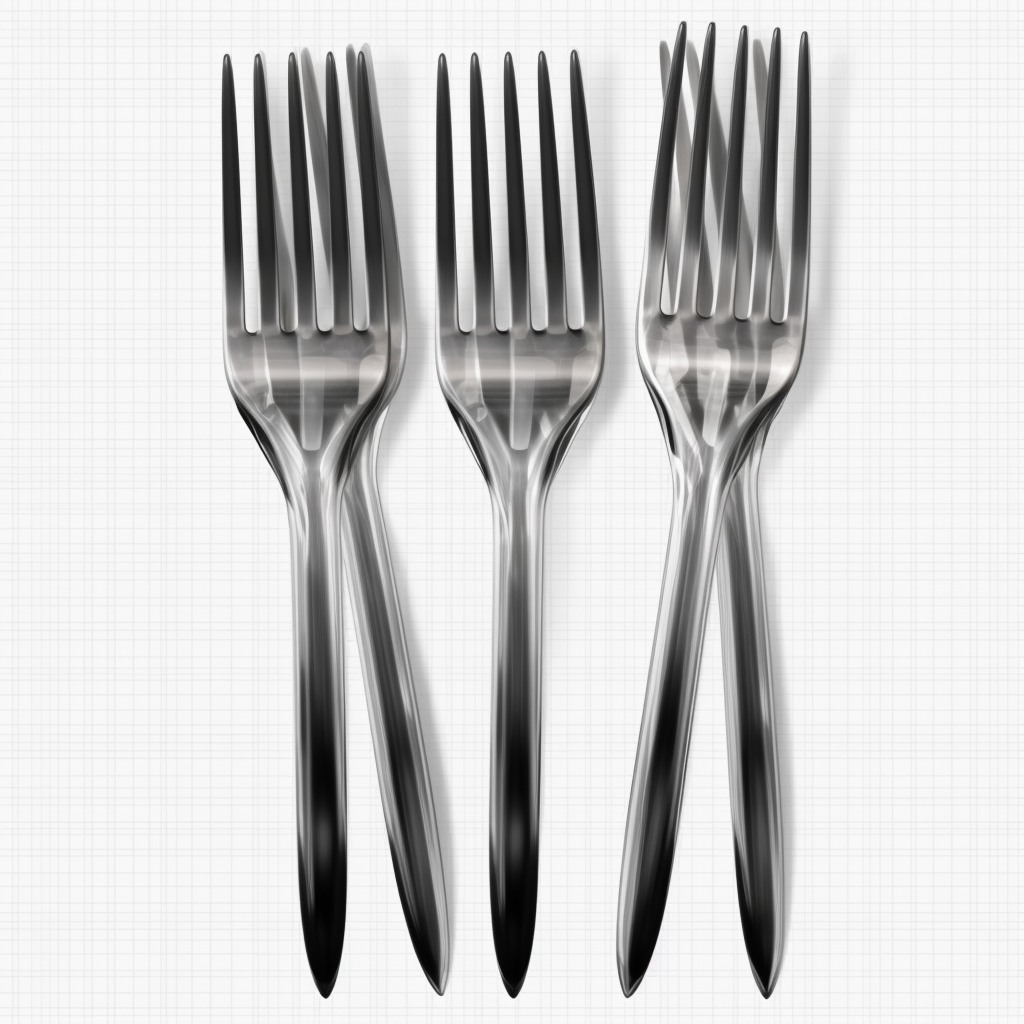 Cartoon forks on transparent background