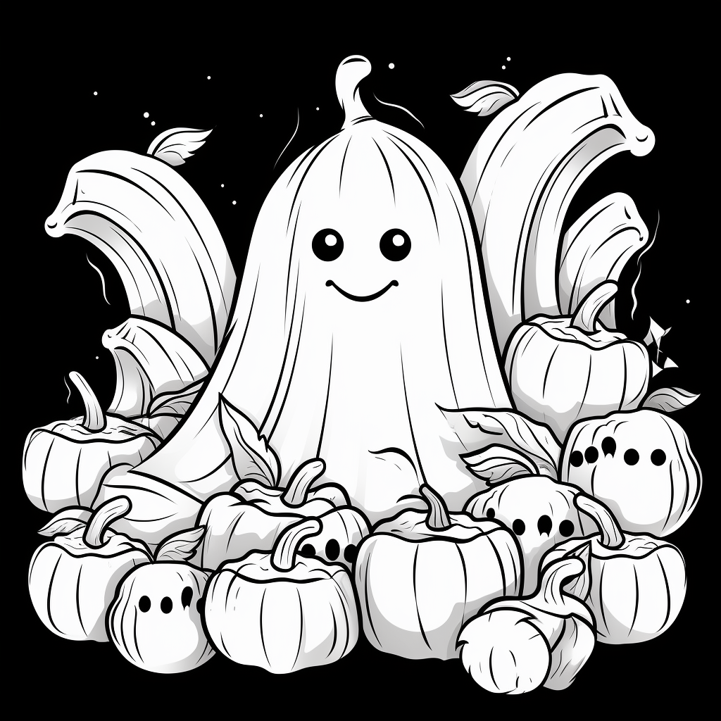 Cartoon ghost with bananas