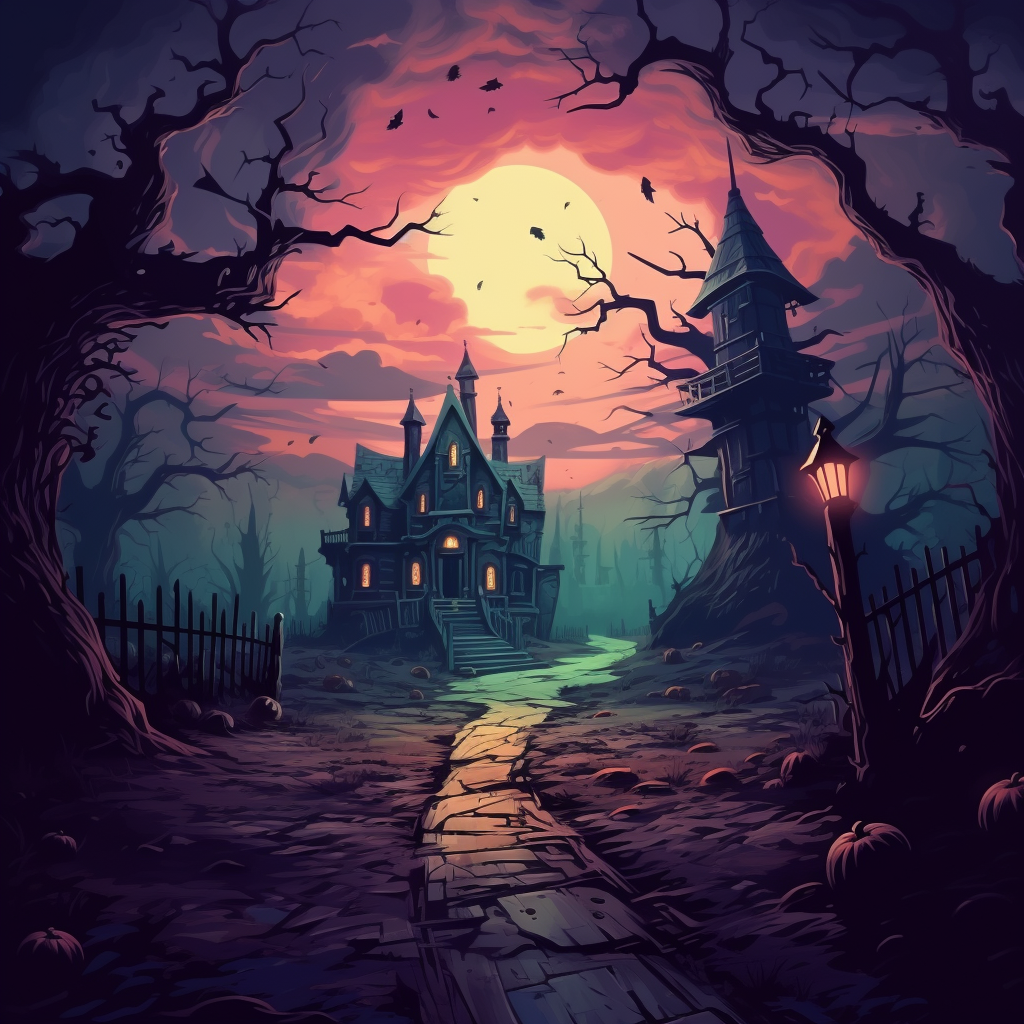 Cartoon Haunted Scenery No People