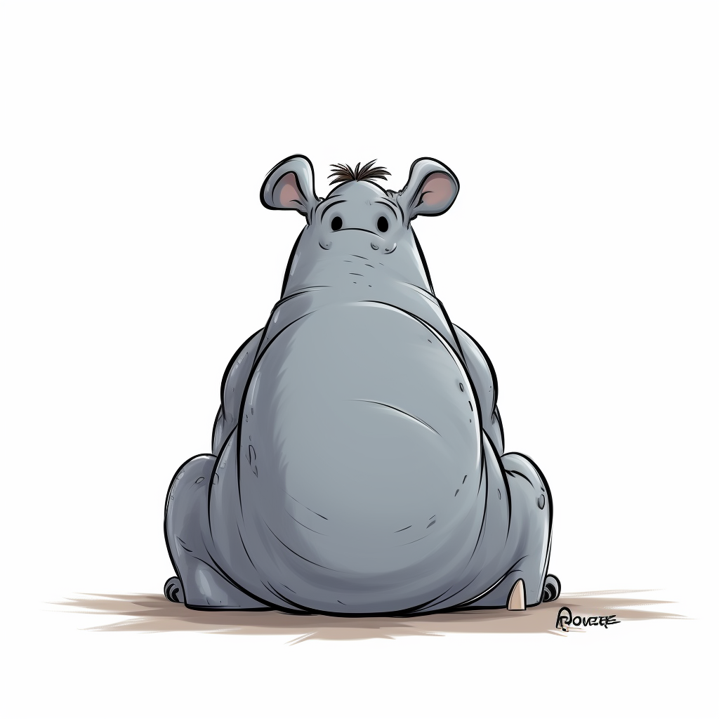 Cartoon hippo sitting from behind