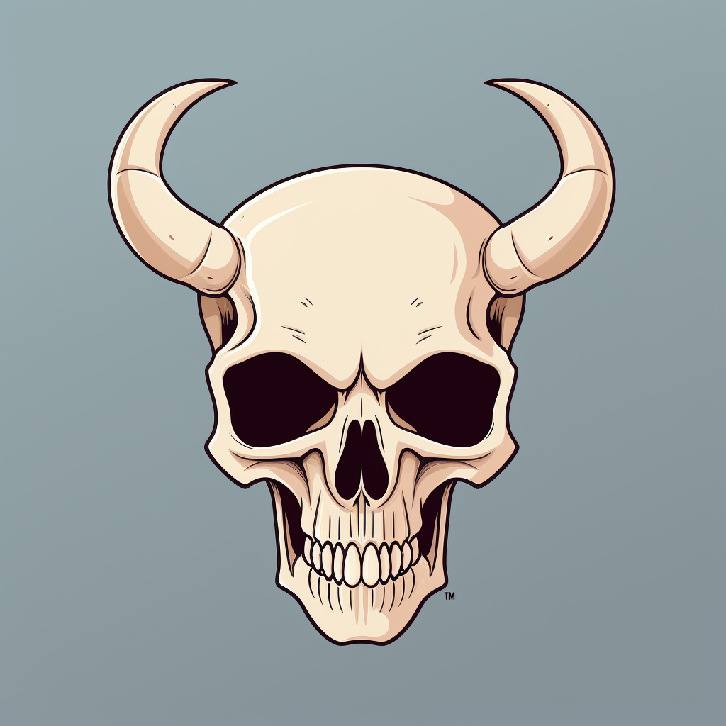 Cartoon human skull with horns