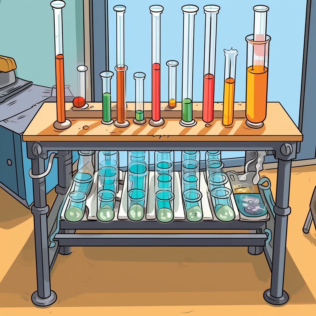 Lab bench with test tubes