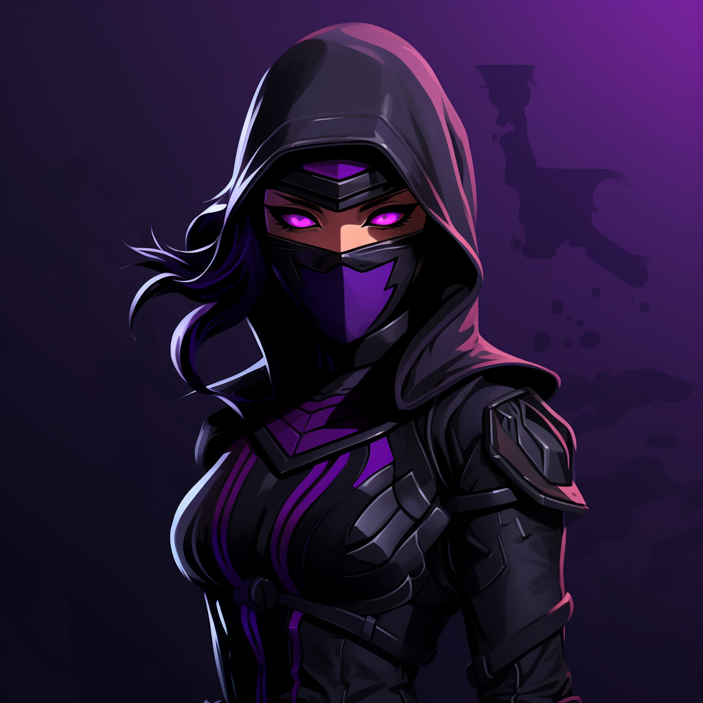 Ninja girl in black and purple outfit