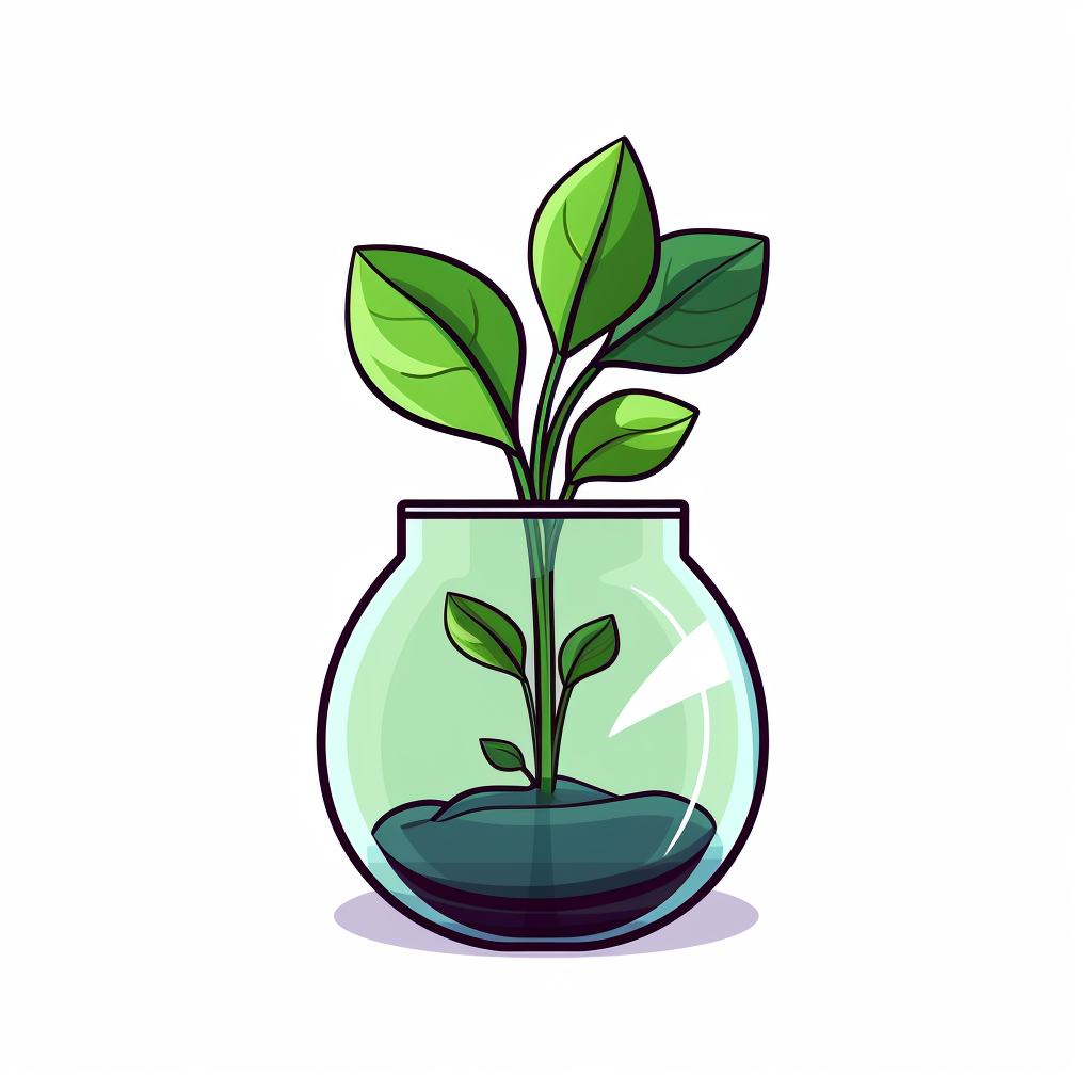 Cartoon plant in vase on white