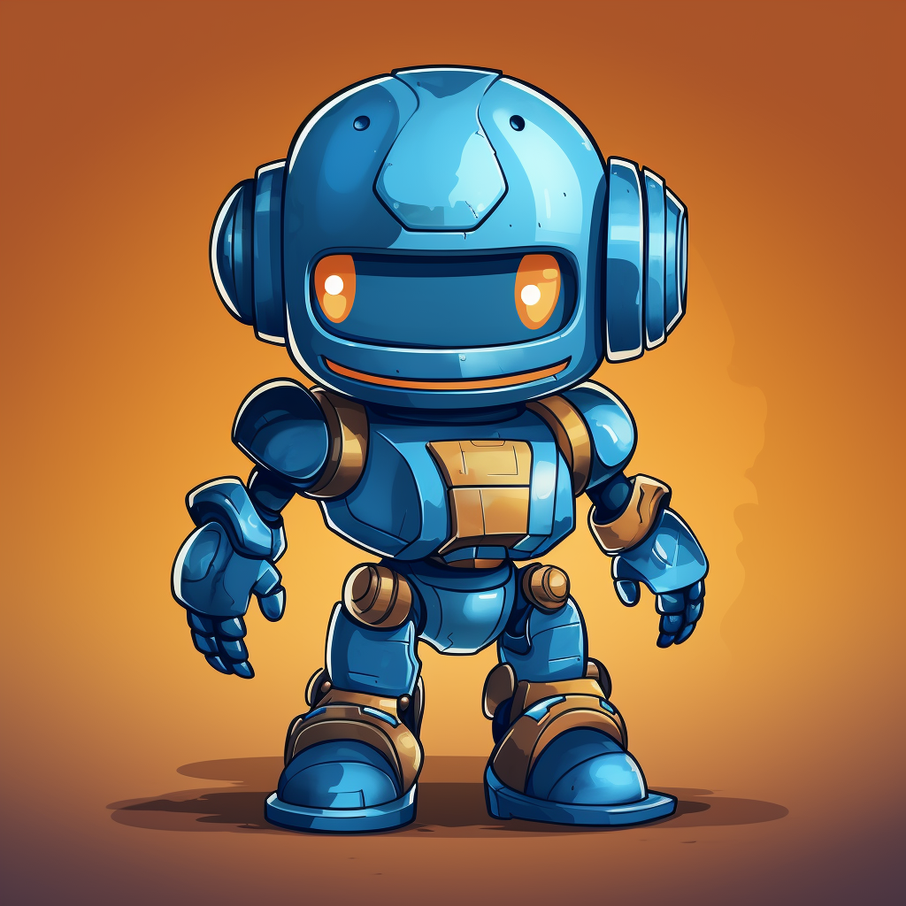 Cute Cartoon Robot Ninja in MegaMan Style