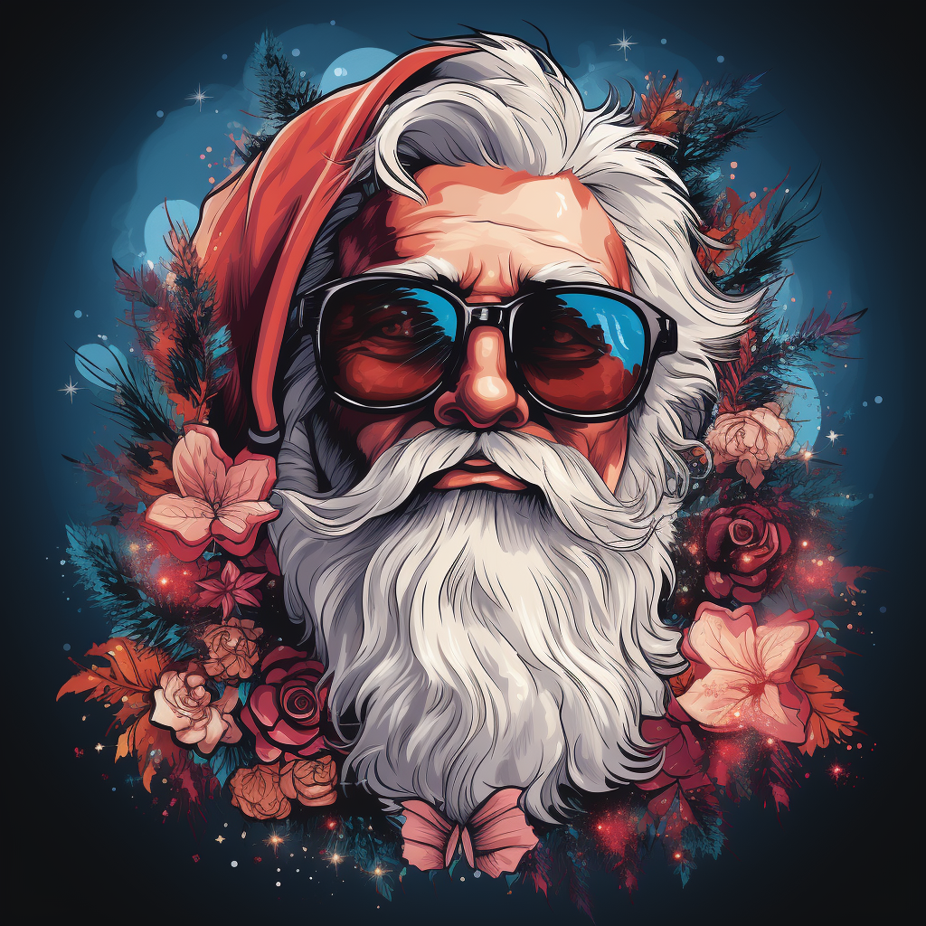 Cartoon Santa with Sunglasses