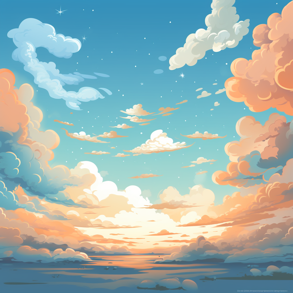 Cartoon sky background with clouds