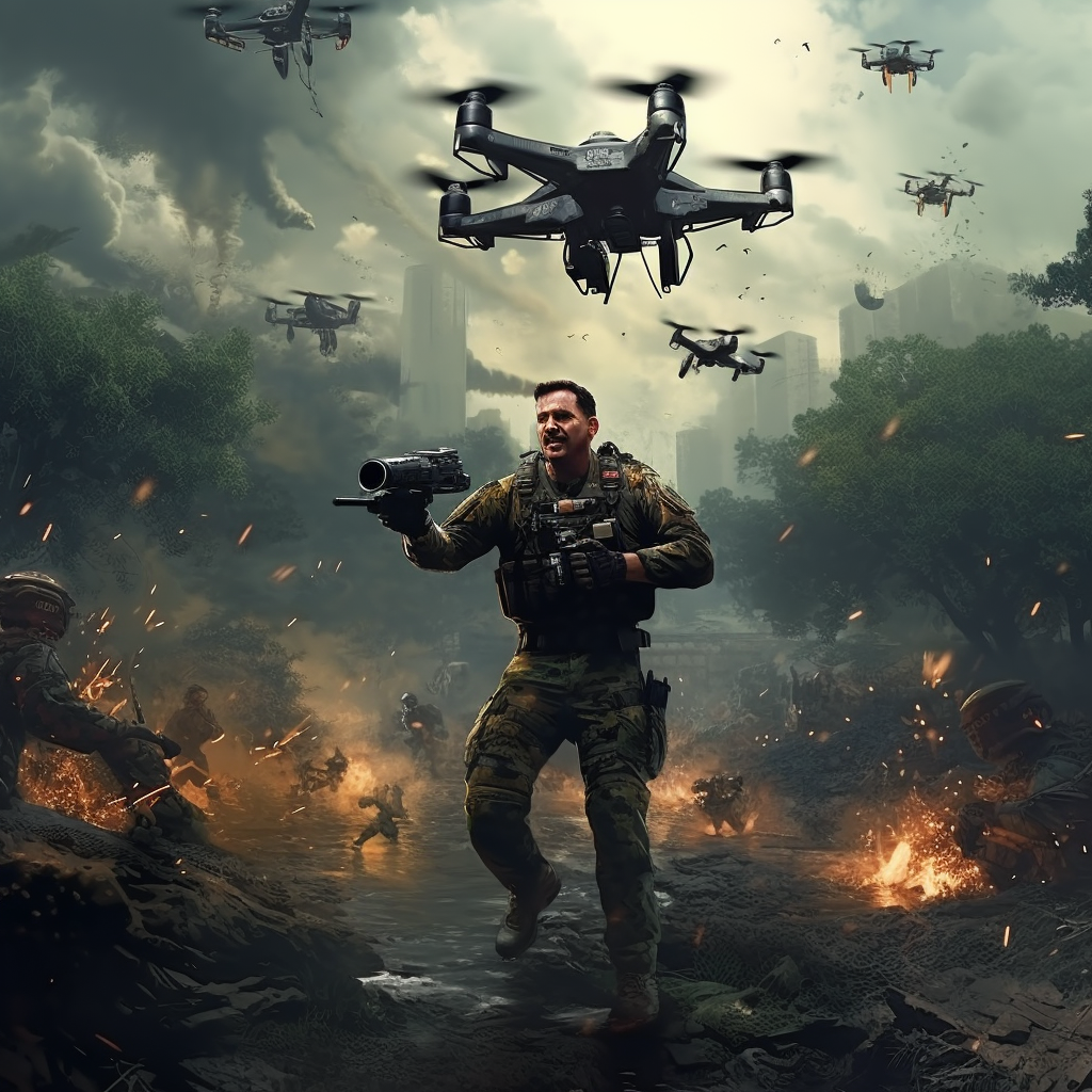 Call of Duty Air Drone Chasing Soldiers  ?