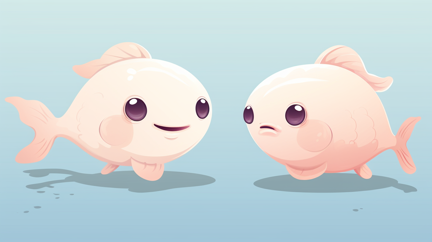 Cute Cartoon of Two Blobfish