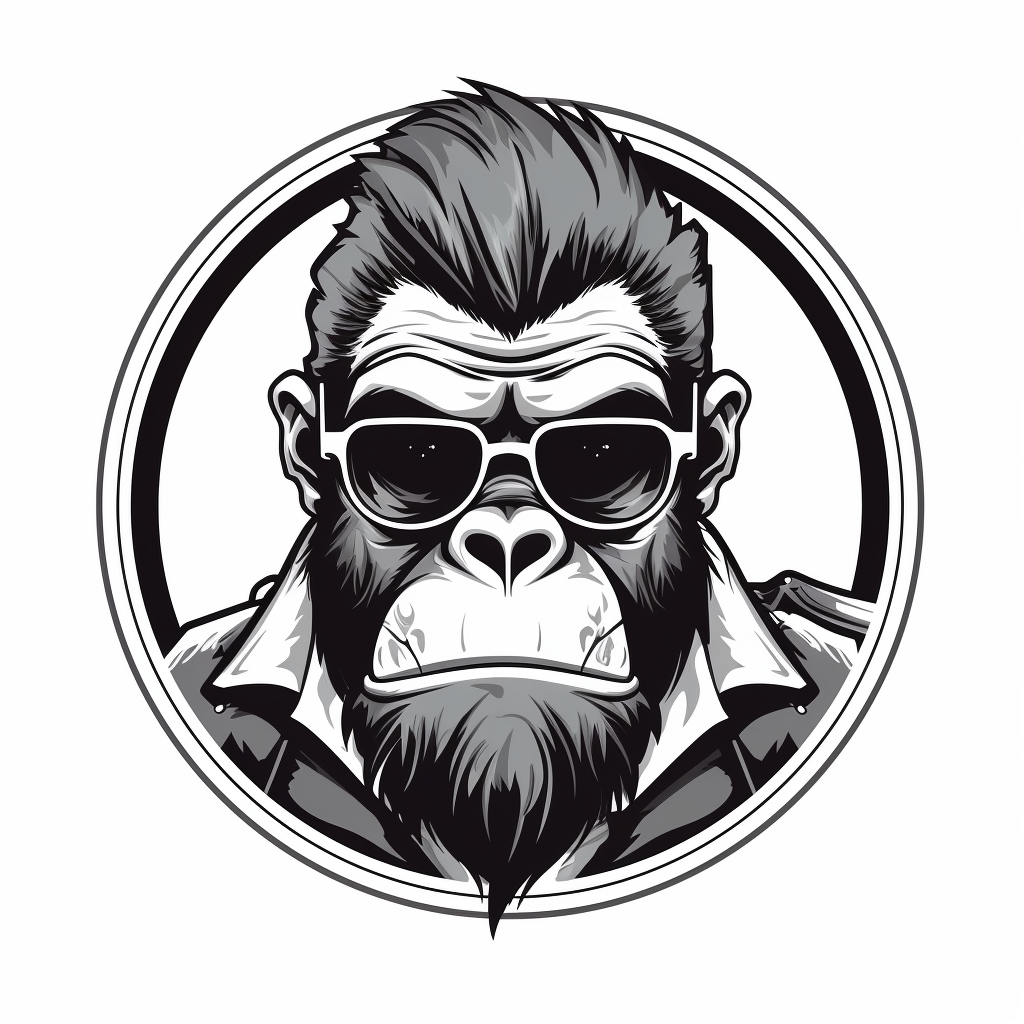 Cartoon white gorilla logo with vintage vibes