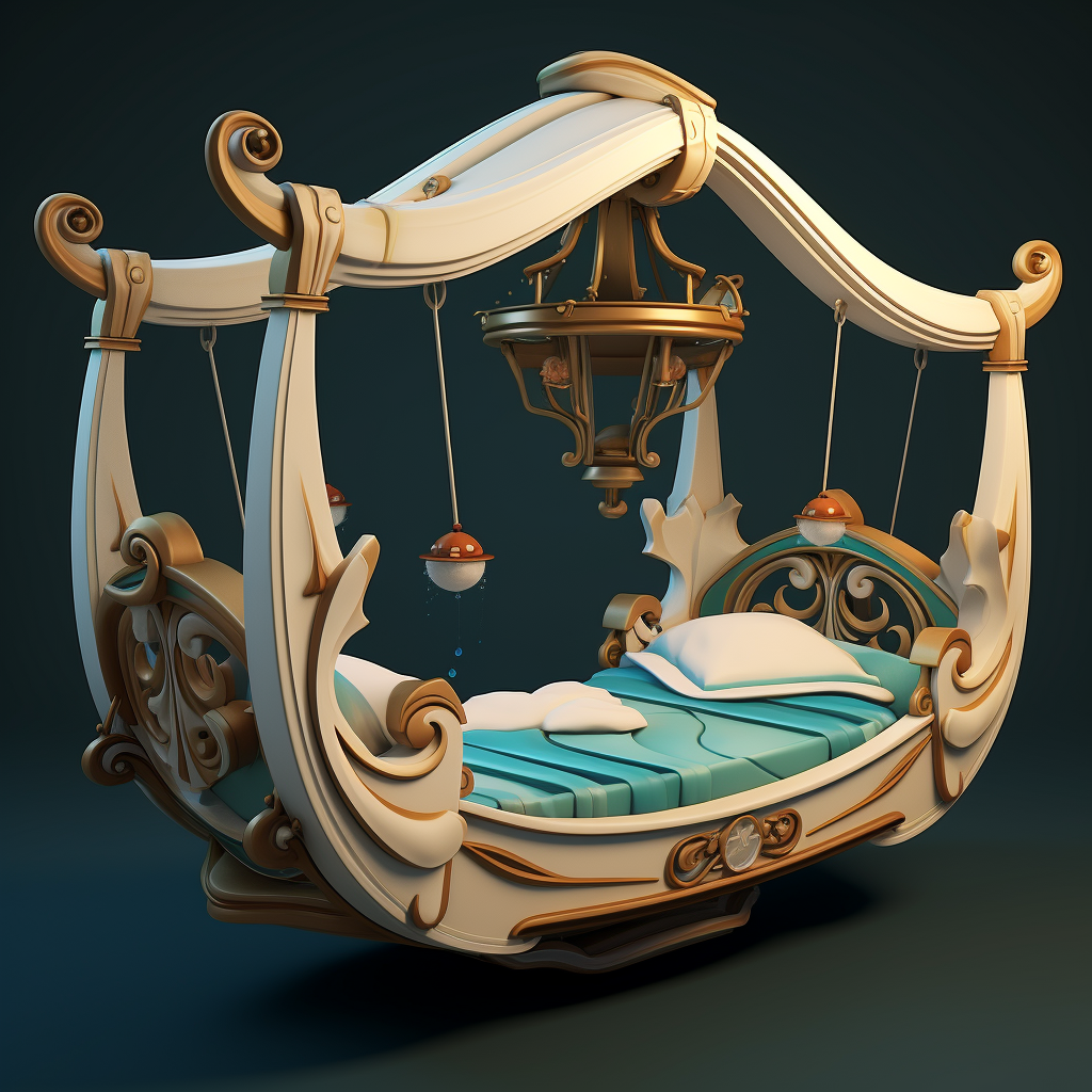 Cartoonic style bed swing in 3D Disney art