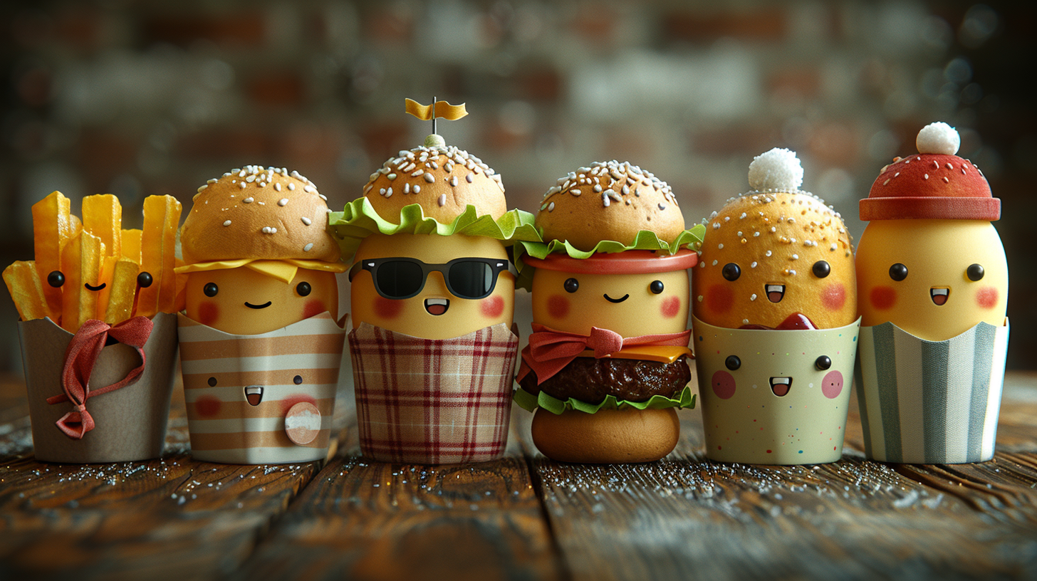 Cartoonish Burger Fries Characters Image